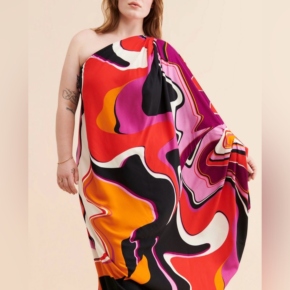 Eloquii One-Shoulder Kaftan Dress NWT